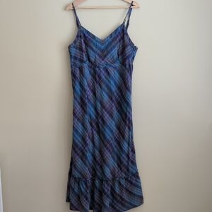 Plaid Spaghetti Strap Dress Blue Purple Easter Spring Summer 14